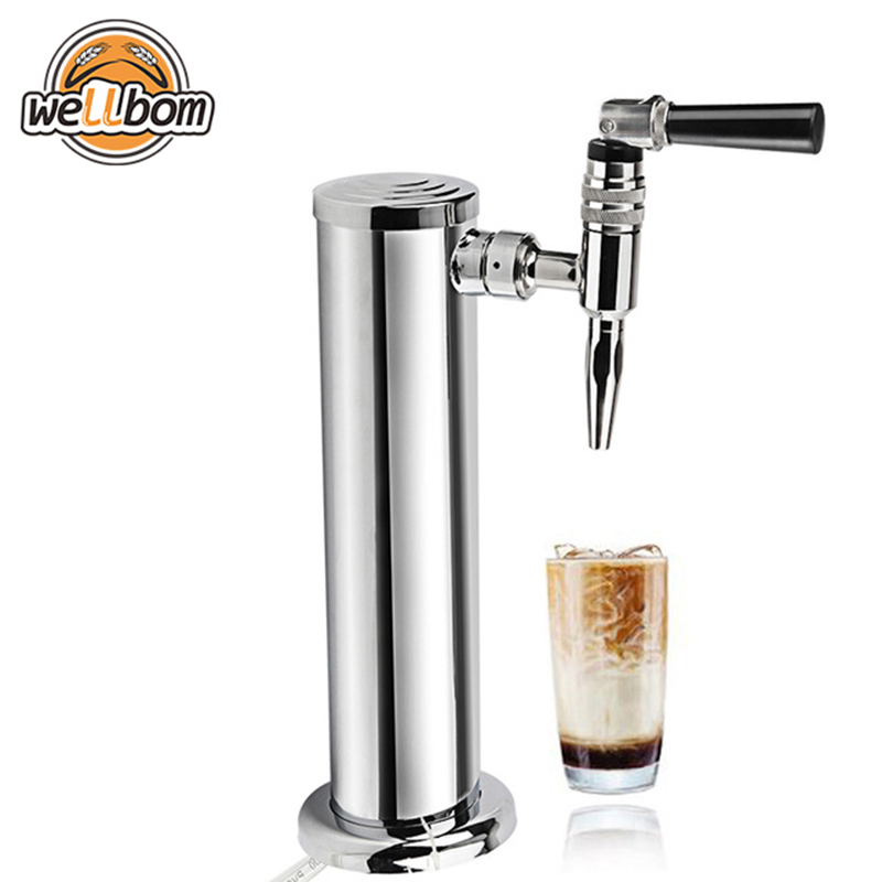 One Tap Chrome plated Beer Tower with Stainless Steel Nitrogen Nitro Tap Draft Beer Dispensing Homebrew Bar accessories